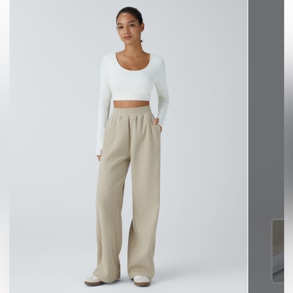 Halara High Waisted Side Pocket Straight Leg Mop Corduroy Casual Pants - Picture 5 of 8